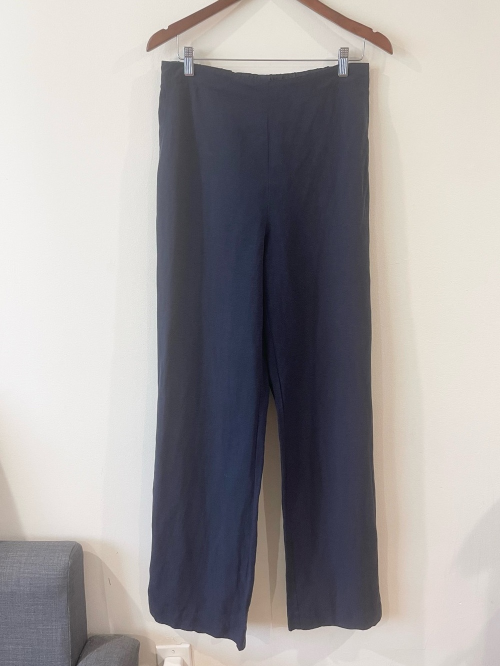 J.McLaughlin Rita Pants Navy Wide-Leg Linen Blend Pockets Women’s size 8